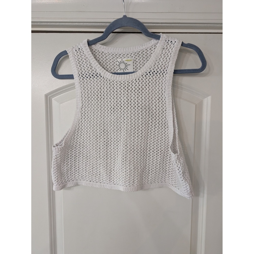 Offline by Aerie White Crochet Open Knit Cropped Tank Top Medium beachy cover up